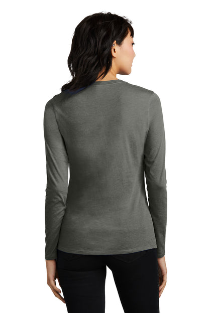 Custom Embroidered District Women's Perfect Blend CVC Long Sleeve Tee DT110,Heathered Charcoal