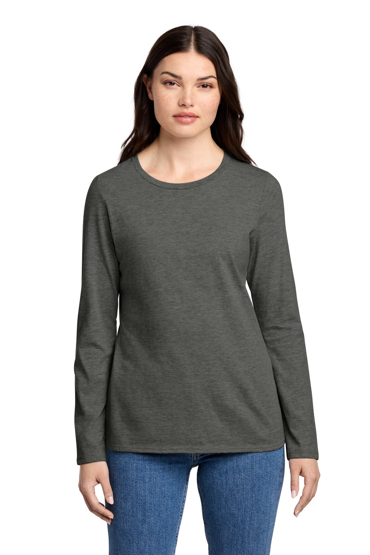 Custom Embroidered District T-Shirts  in Heathered Charcoal