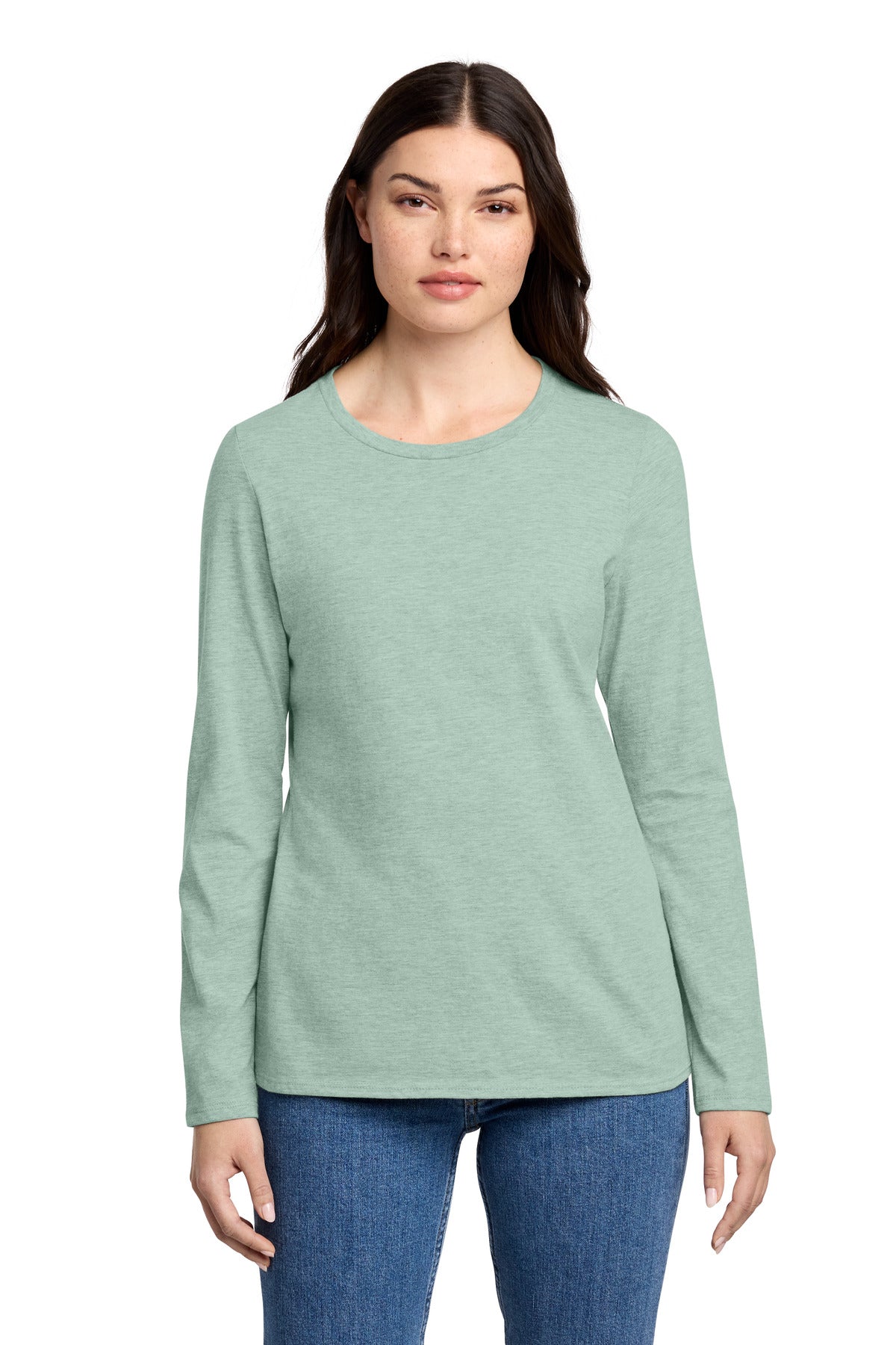 Custom Embroidered District T-Shirts  in Heathered Dusty Sage