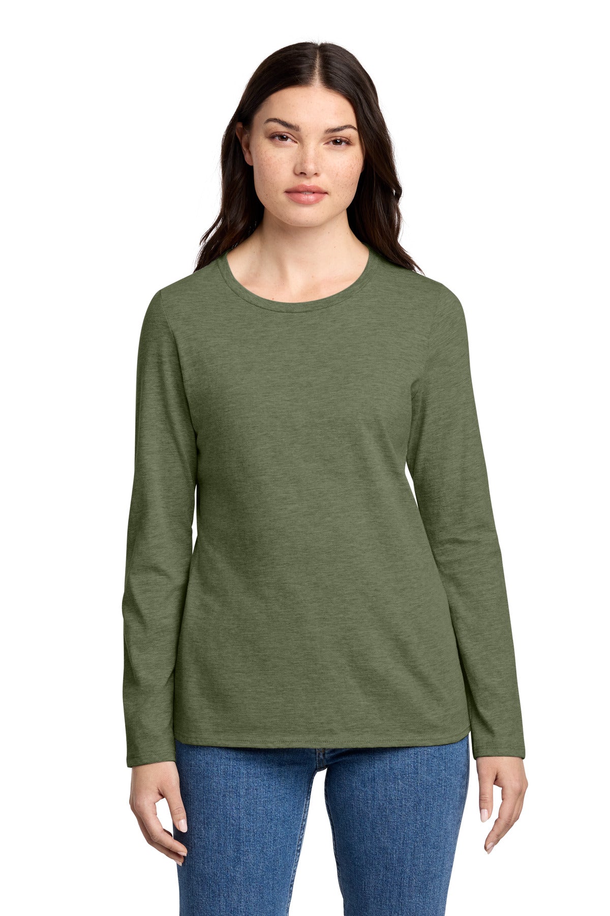 Custom Embroidered District T-Shirts  in Heathered Olive