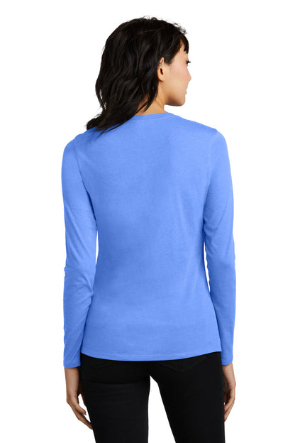 Custom Embroidered District Women's Perfect Blend CVC Long Sleeve Tee DT110,Heathered Royal