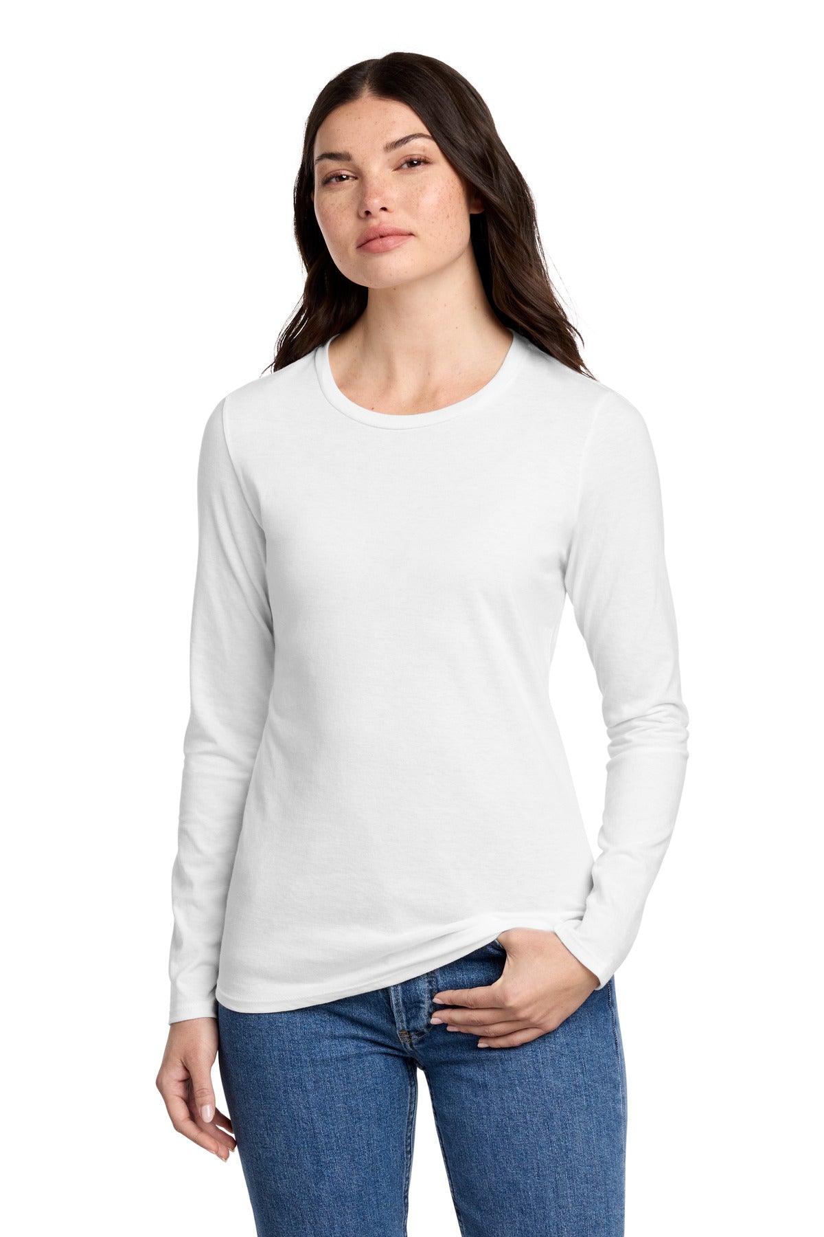 Custom Embroidered District T-Shirts  in White