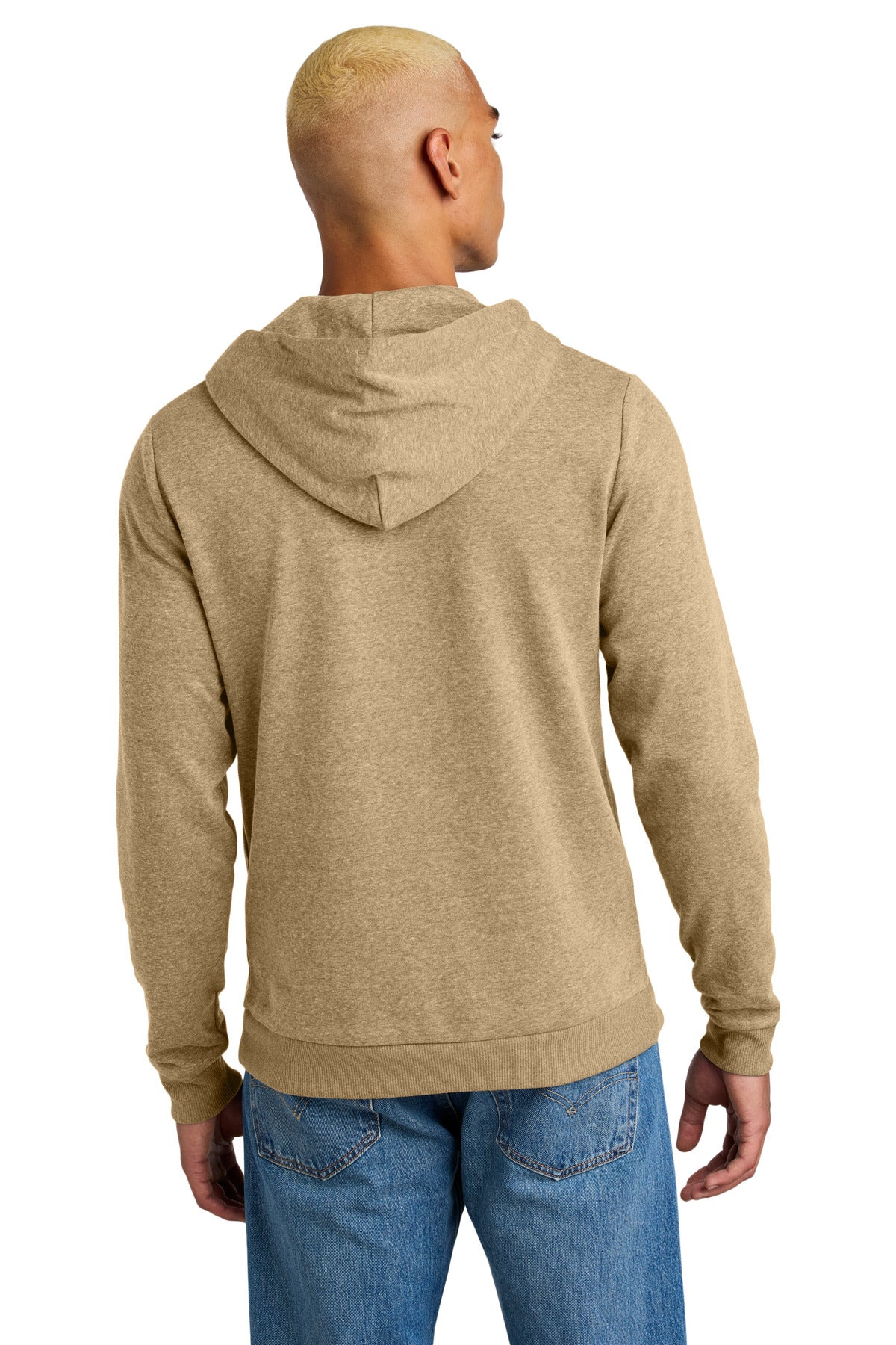 Custom Embroidered District Perfect Tri Fleece Pullover Hoodie DT1300,Desert Tan Heather
