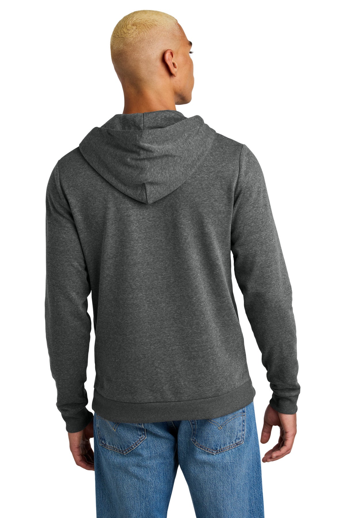 Custom Embroidered District Perfect Tri Fleece Pullover Hoodie DT1300,Heathered Charcoal