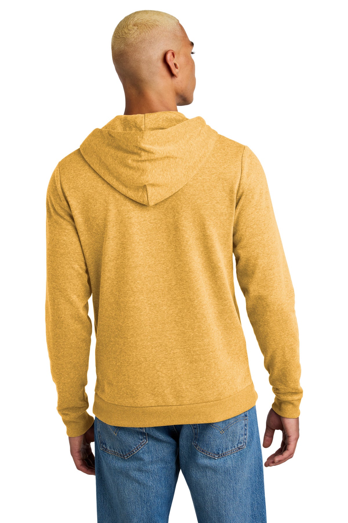 Custom Embroidered District Perfect Tri Fleece Pullover Hoodie DT1300,Ochre Yellow Heather