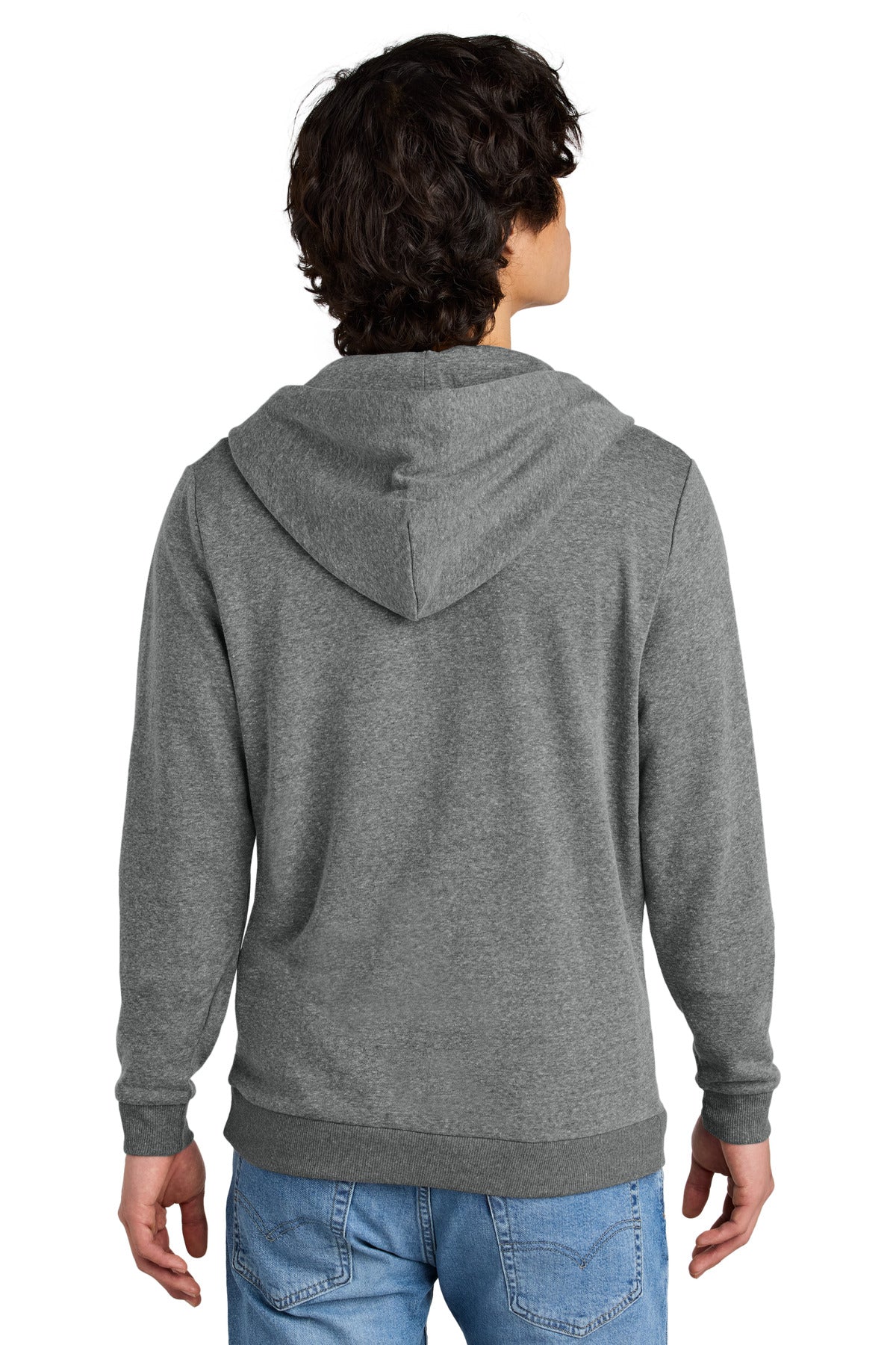 Custom Embroidered District Perfect Tri Fleece Full-Zip Hoodie DT1302,Grey Frost