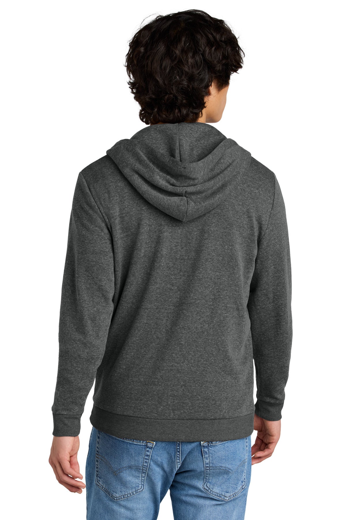 Custom Embroidered District Perfect Tri Fleece Full-Zip Hoodie DT1302,Heathered Charcoal
