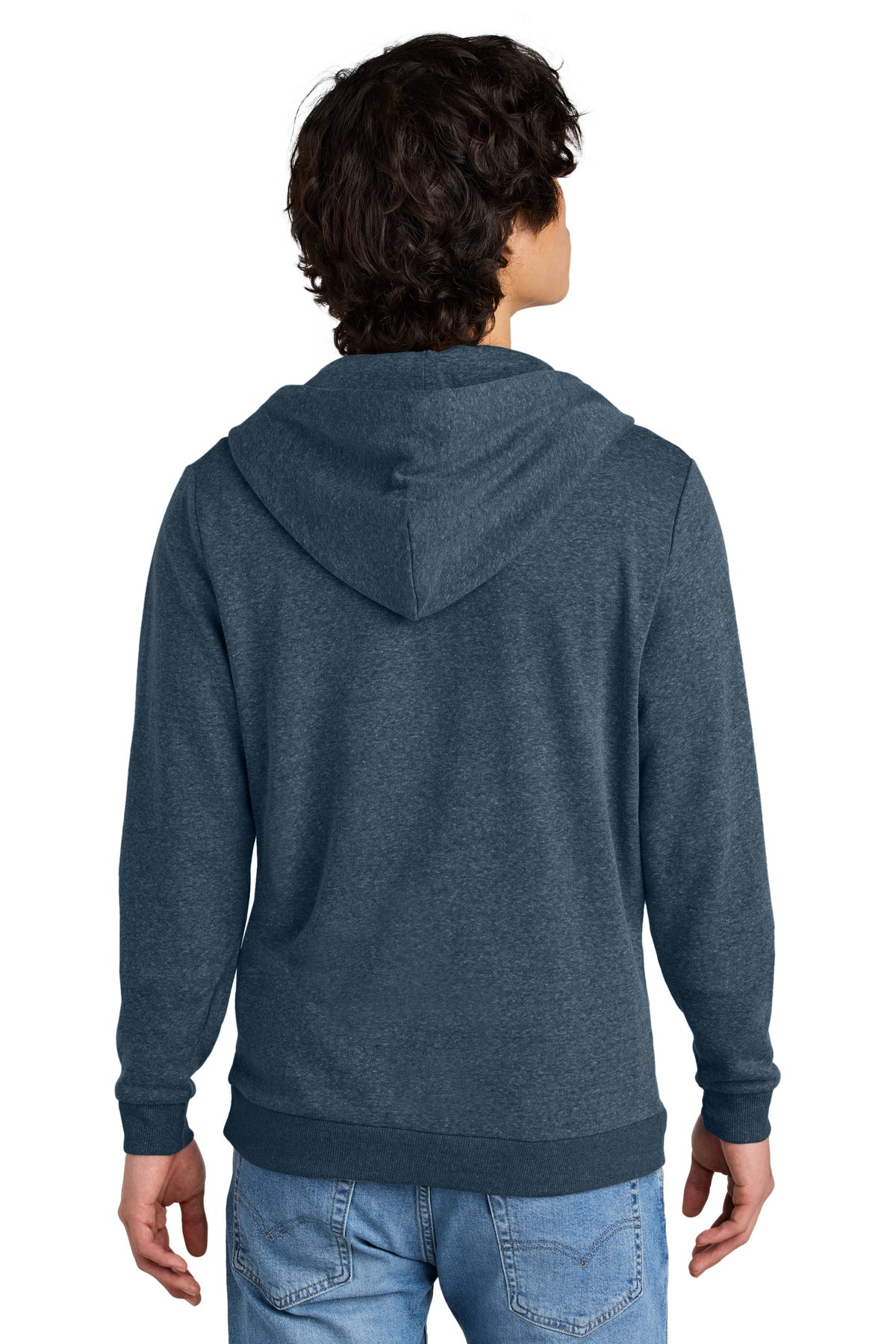 Custom Embroidered District Perfect Tri Fleece Full-Zip Hoodie DT1302,Navy Frost