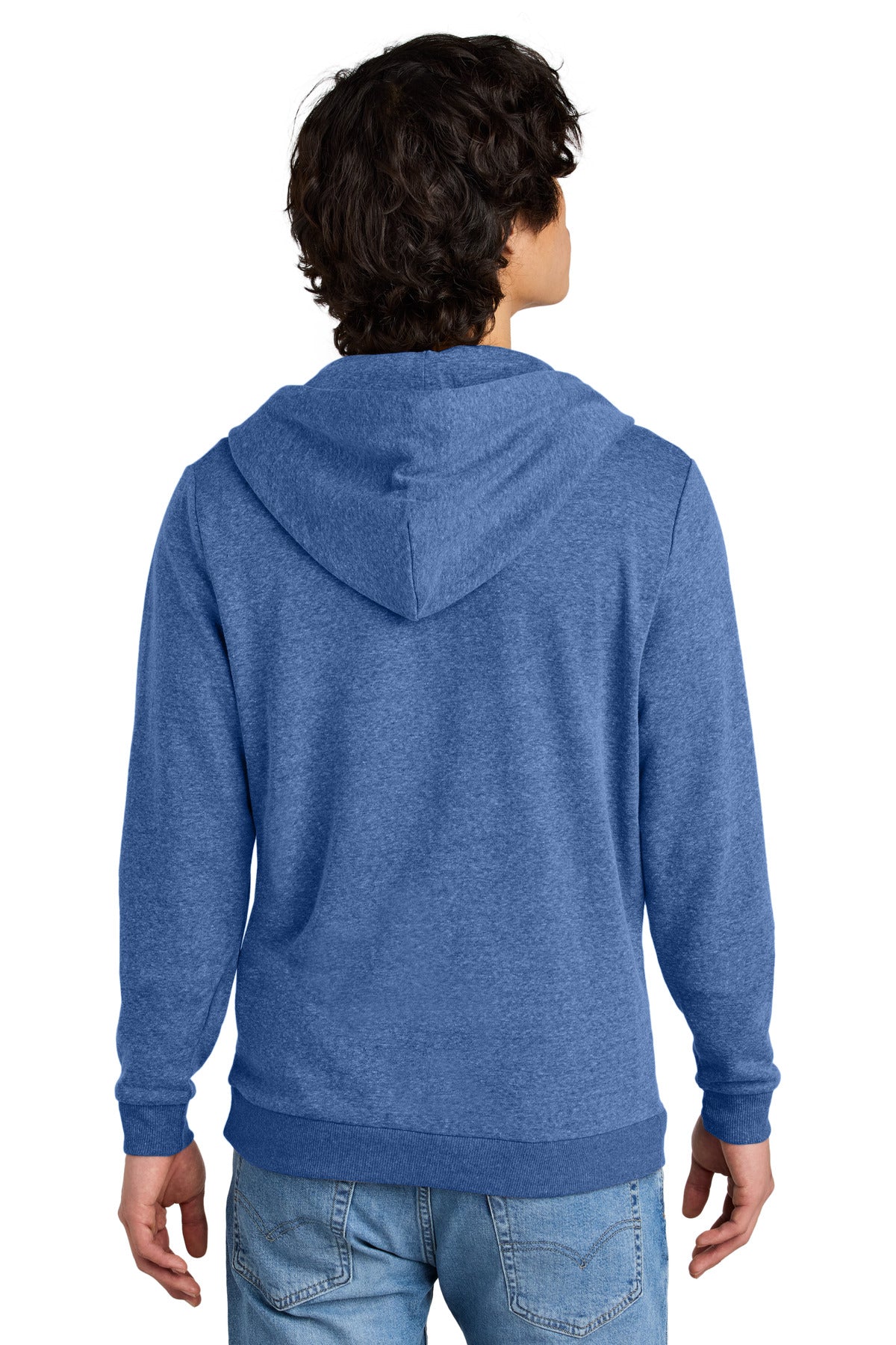 Custom Embroidered District Perfect Tri Fleece Full-Zip Hoodie DT1302,Royal Frost