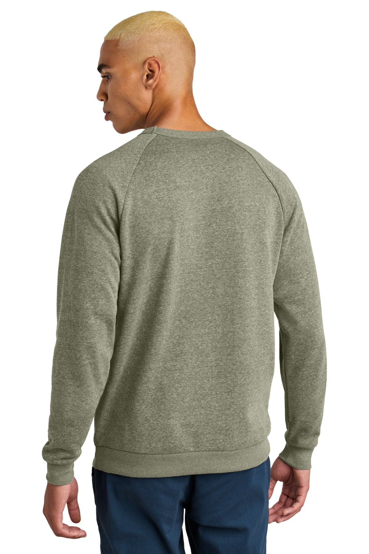 Custom Embroidered District Perfect Tri Fleece Crewneck Sweatshirt DT1304,Military Green Frost
