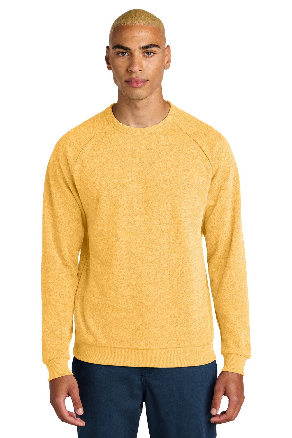 Custom Embroidered District Sweatshirts/Fleece in Ochre Yellow Heather