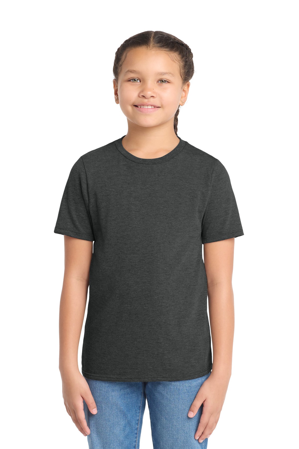 Custom Embroidered District T-Shirts  in Black Frost