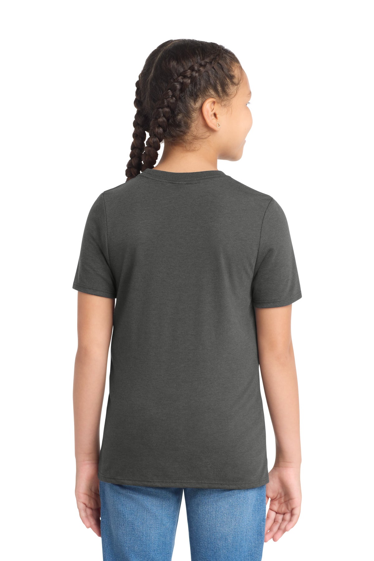 Custom Embroidered District T-Shirts  in Charcoal