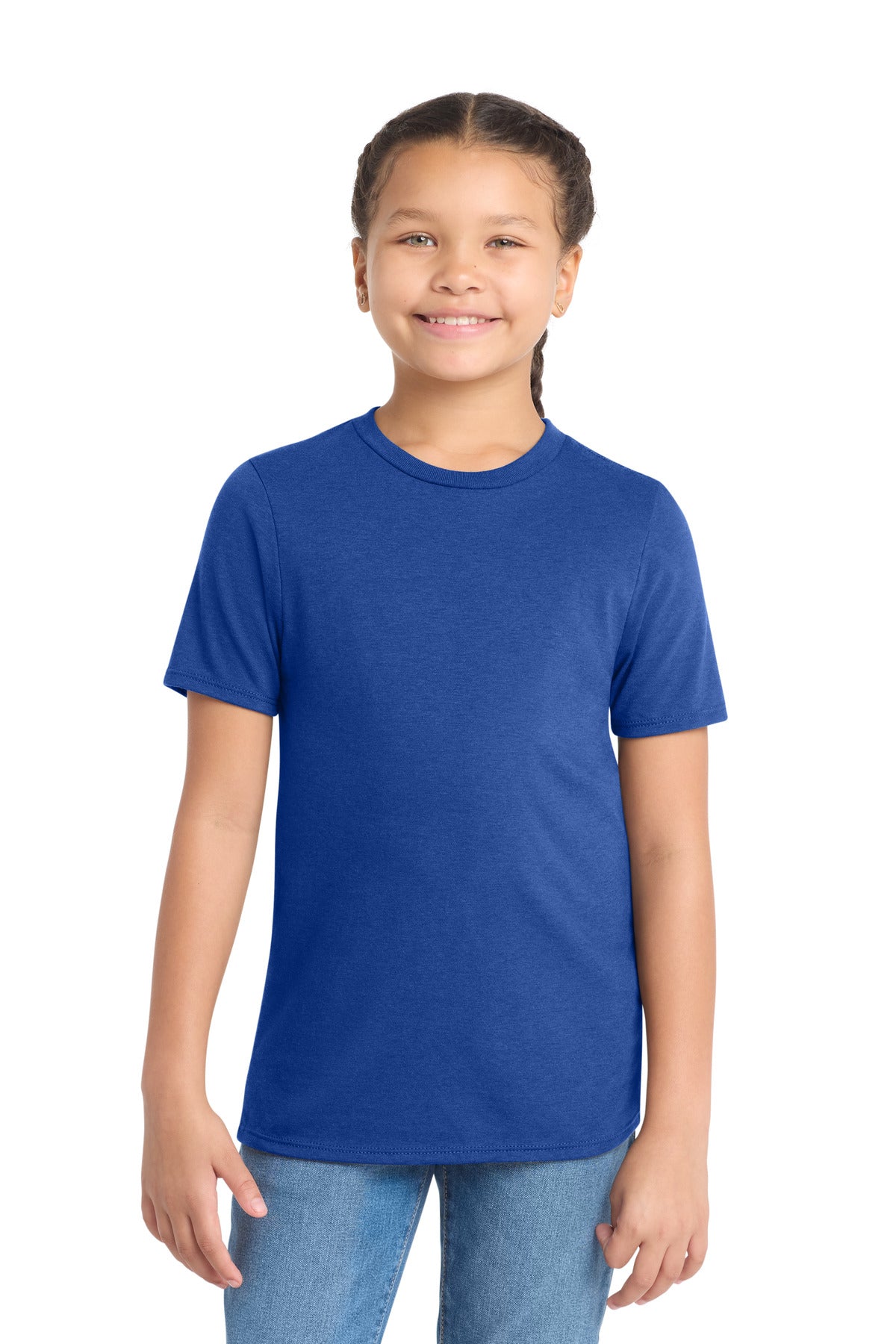 Custom Embroidered District T-Shirts  in Deep Royal