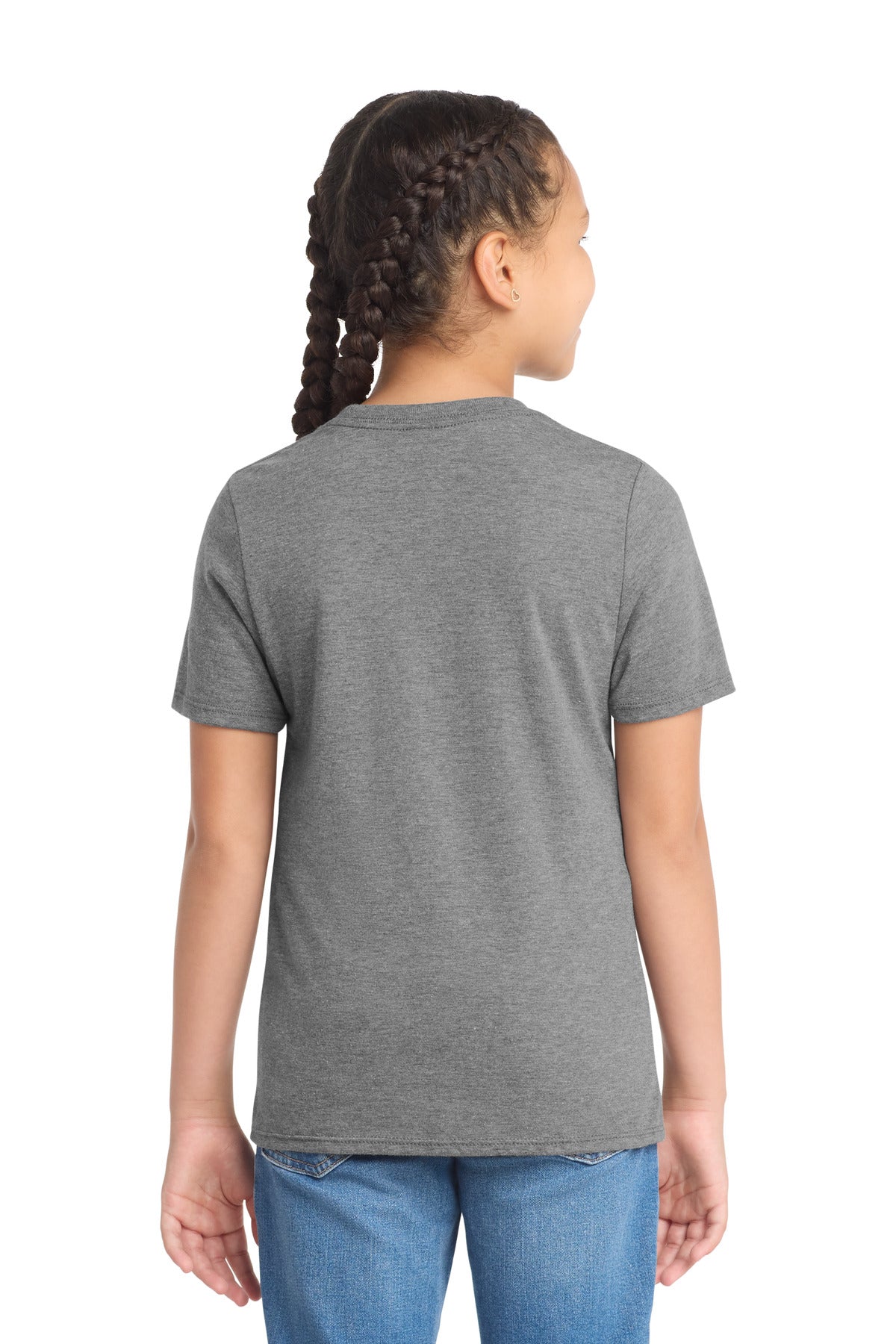 Custom Embroidered District T-Shirts  in Grey Frost