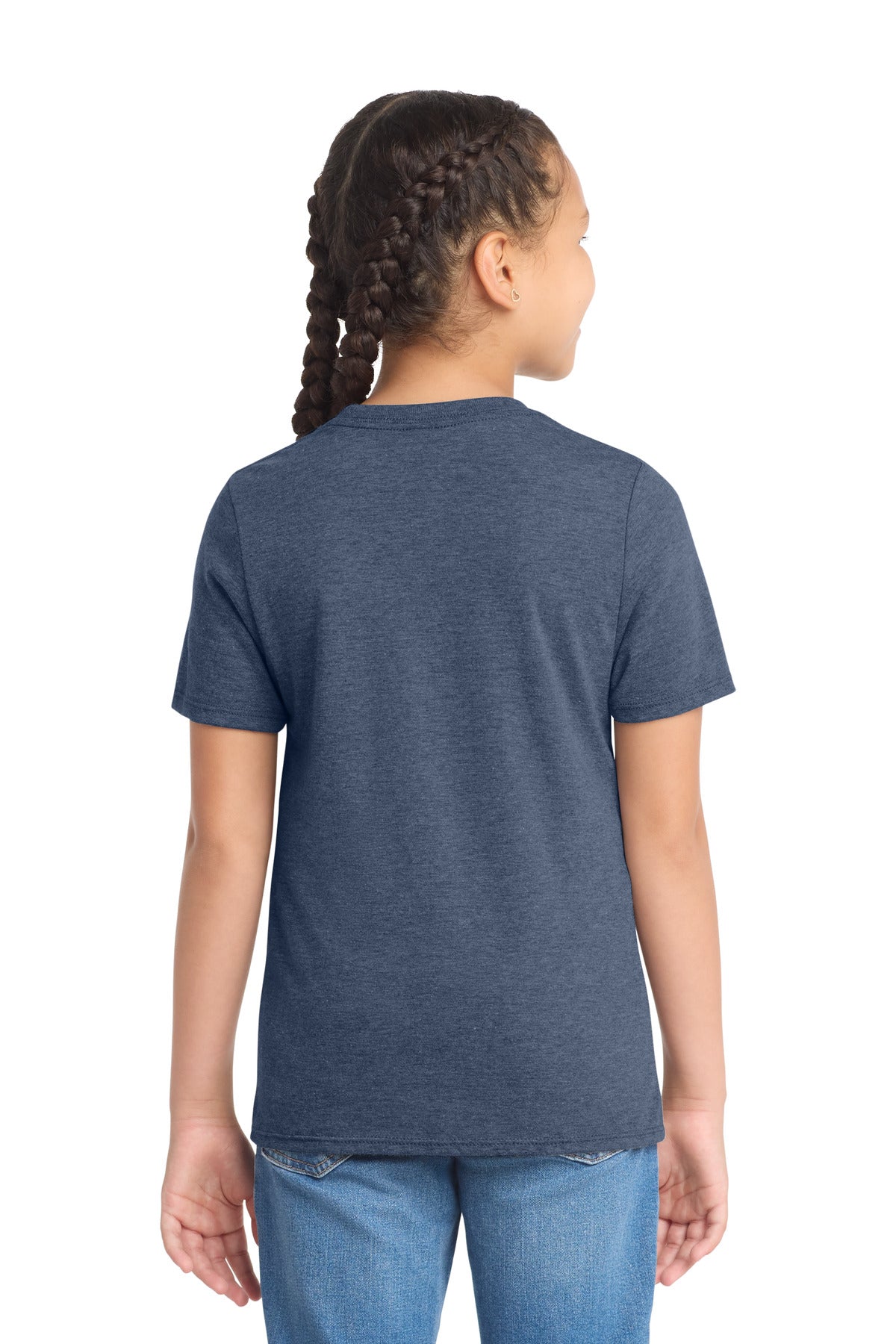 Custom Embroidered District T-Shirts  in Navy Frost
