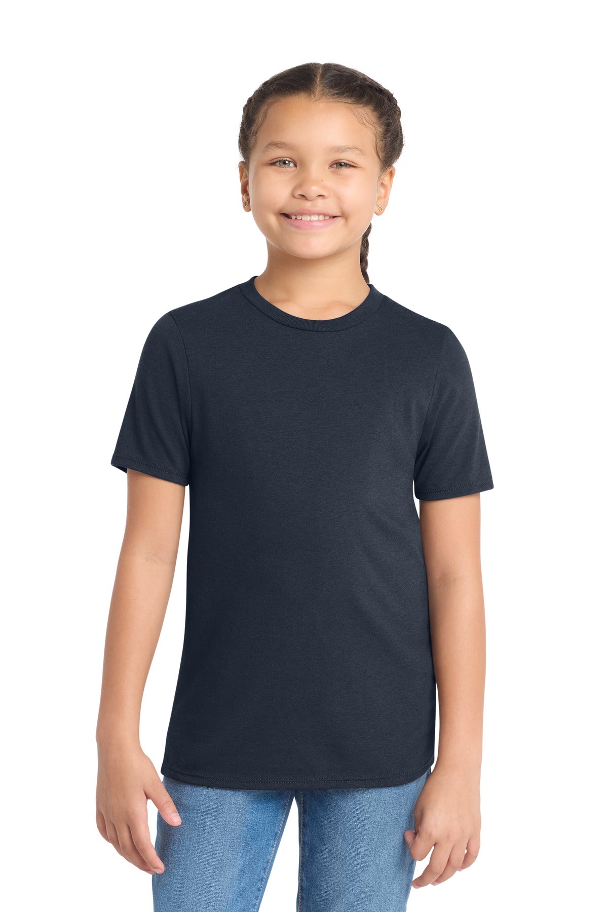 Custom Embroidered District T-Shirts  in New Navy