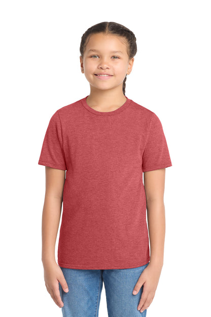 Custom Embroidered District T-Shirts  in Red Frost