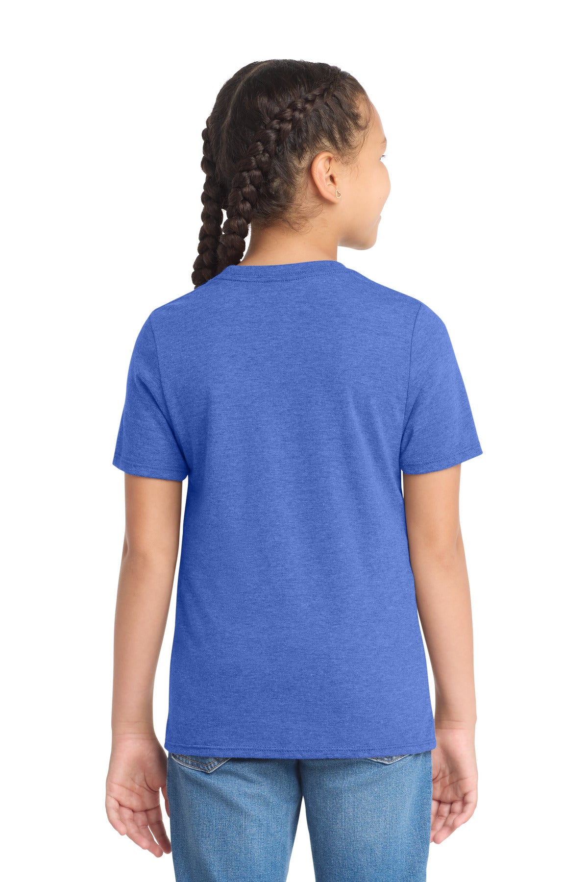 Custom Embroidered District T-Shirts  in Royal Frost