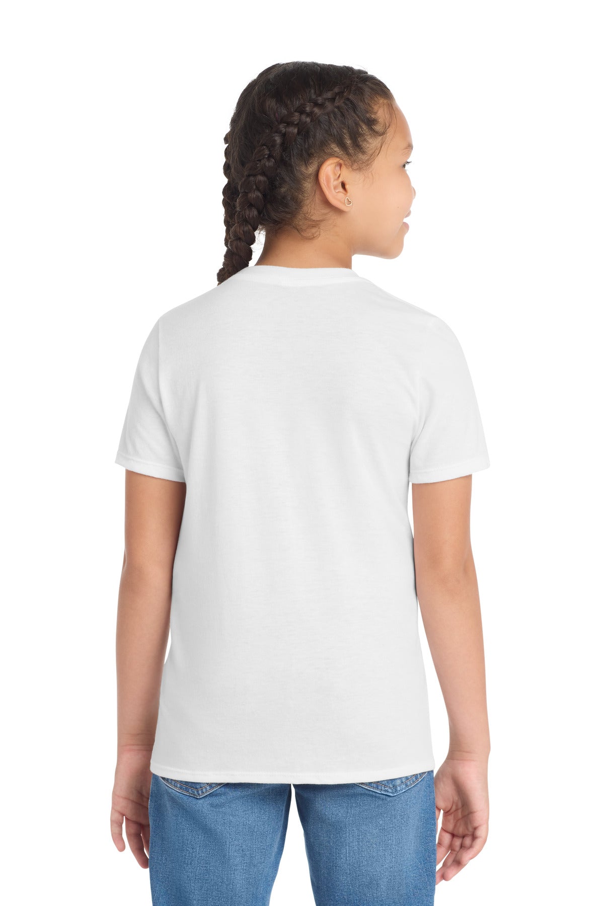 Custom Embroidered District T-Shirts  in White