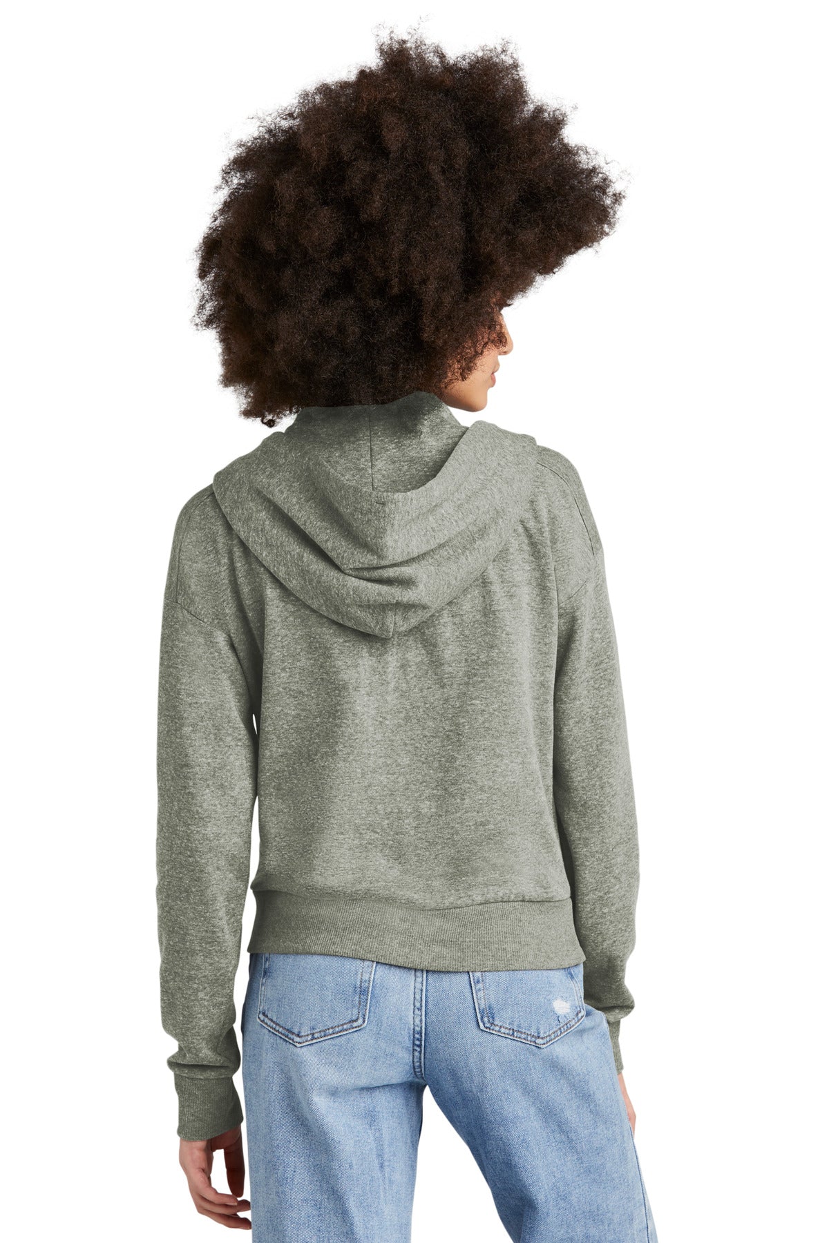 Custom Embroidered District Women's Perfect Tri Fleece 1/2-Zip Pullover DT1311,Grey Frost