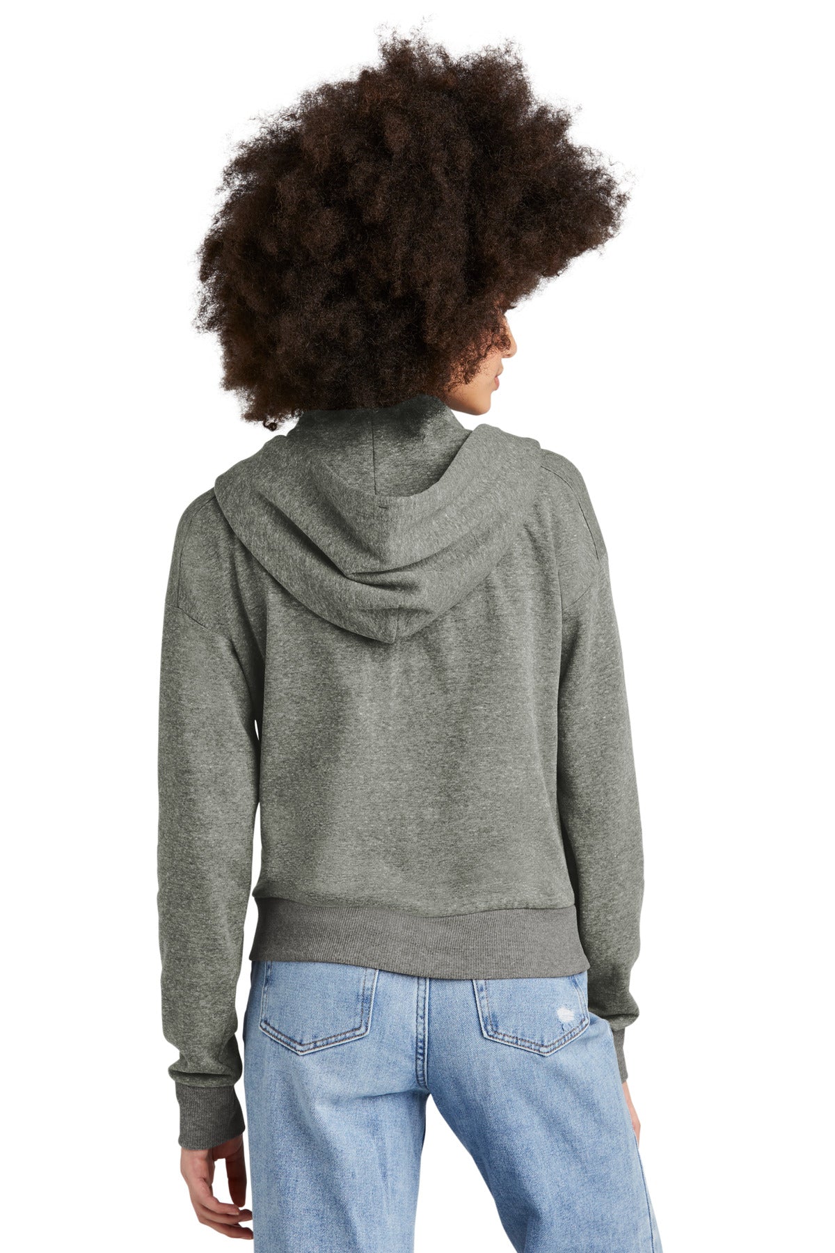 Custom Embroidered District Women's Perfect Tri Fleece 1/2-Zip Pullover DT1311,Heathered Charcoal