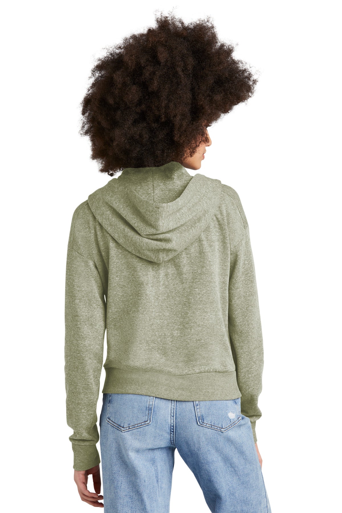 Custom Embroidered District Women's Perfect Tri Fleece 1/2-Zip Pullover DT1311,Military Green Frost