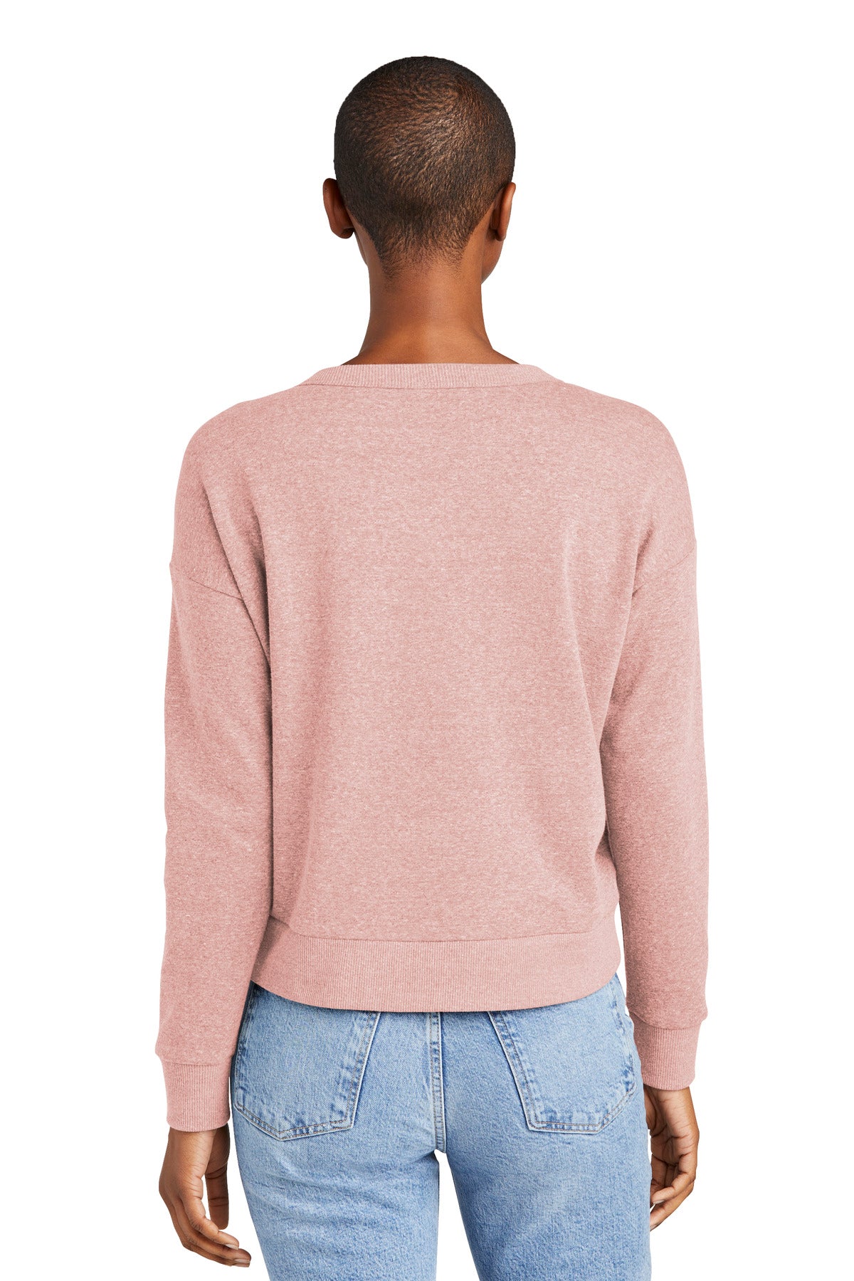 Custom Embroidered District Women's Perfect Tri Fleece V-Neck Sweatshirt DT1312,Blush Frost