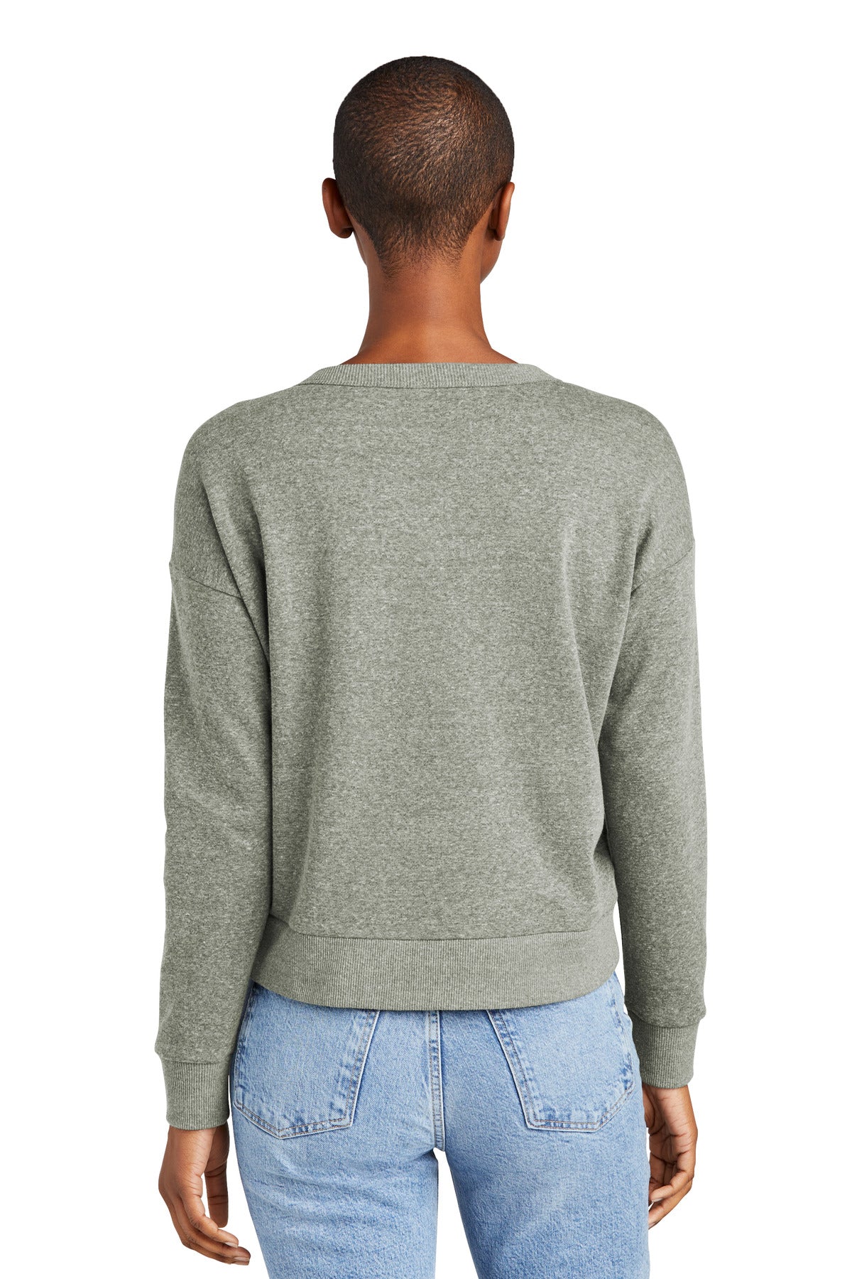 Custom Embroidered District Women's Perfect Tri Fleece V-Neck Sweatshirt DT1312,Grey Frost