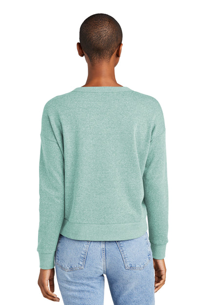 Custom Embroidered District Women's Perfect Tri Fleece V-Neck Sweatshirt DT1312,Heathered Eucalyptus Blue