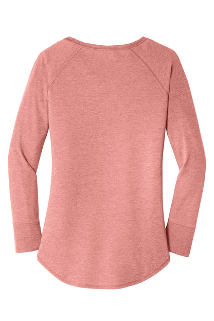 Custom Embroidered District T-Shirts  in Blush Frost