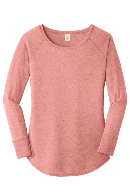 Custom Embroidered District T-Shirts  in Blush Frost