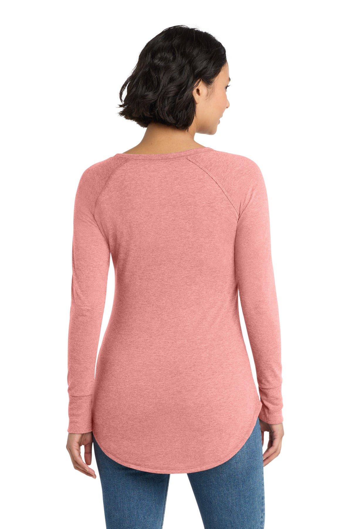 Custom Embroidered District T-Shirts  in Blush Frost