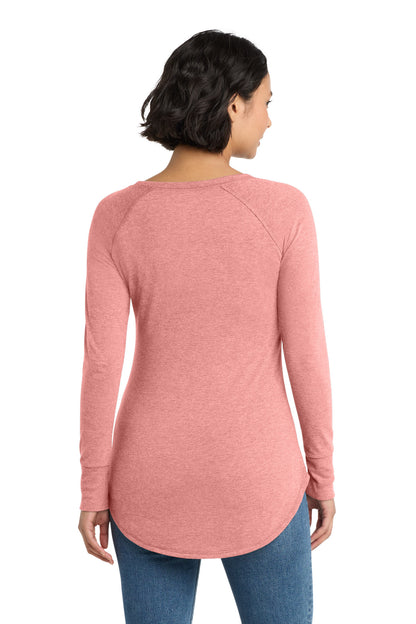 Custom Embroidered District T-Shirts  in Blush Frost