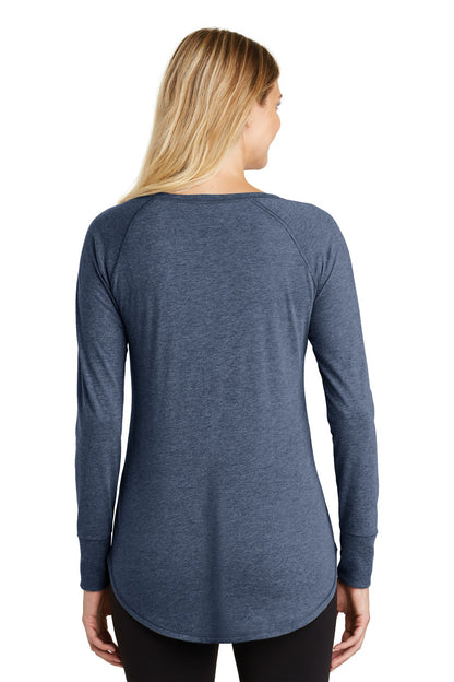 Custom Embroidered District  Women's Perfect Tri  Long Sleeve Tunic Tee. DT132L,Navy Frost