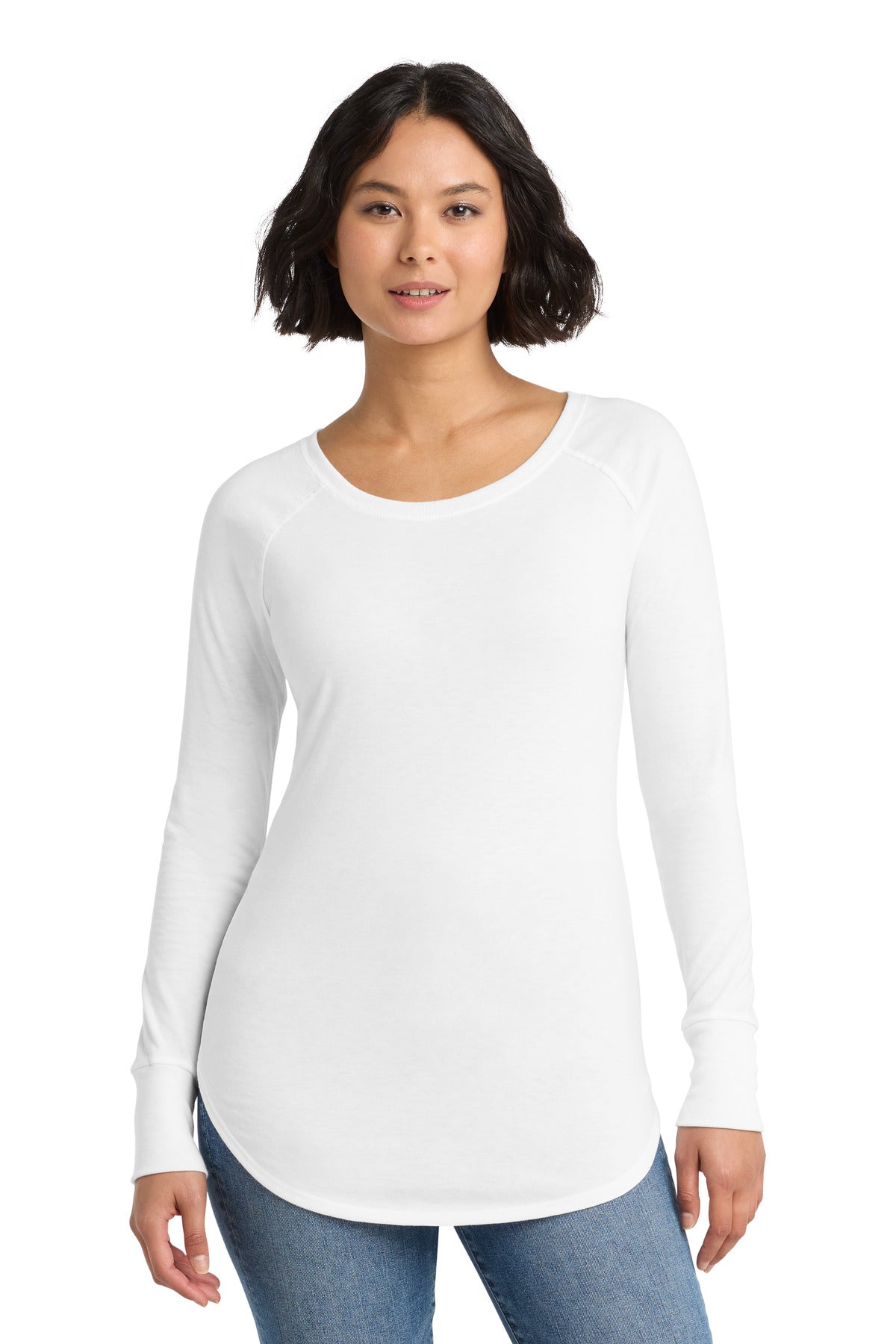 Custom Embroidered District T-Shirts  in White