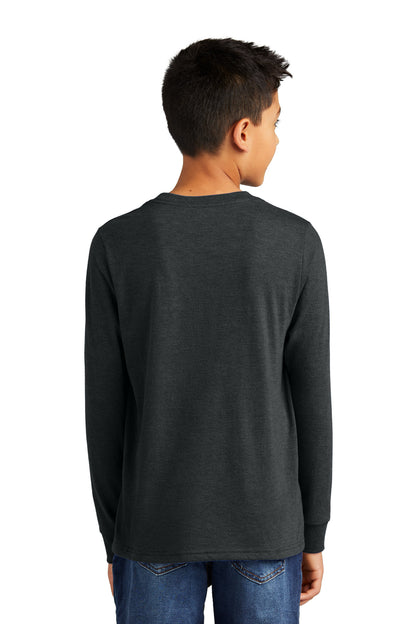 Custom Embroidered District Youth Perfect Tri Long Sleeve Tee DT132Y,Black Frost