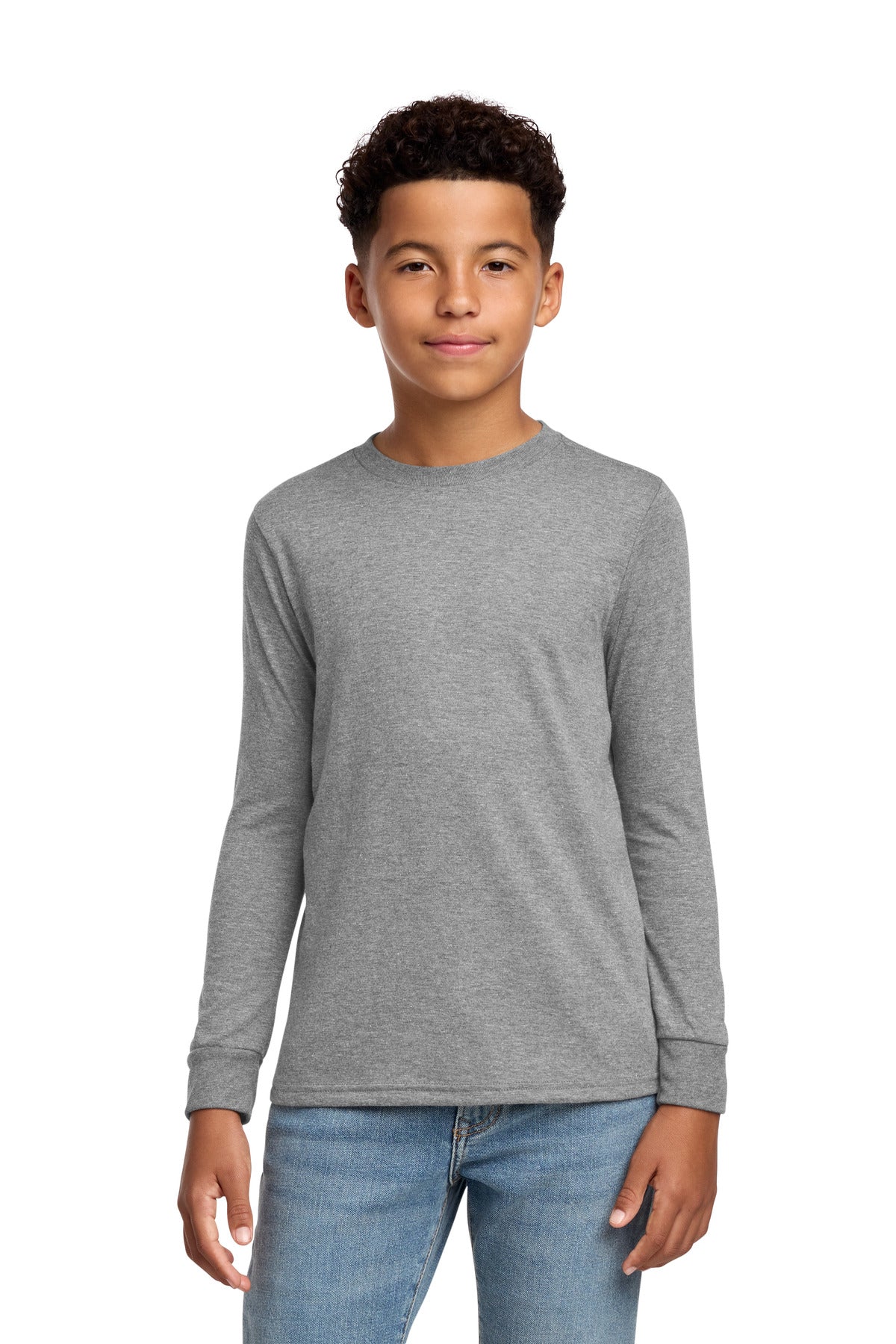 Custom Embroidered District T-Shirts  in Grey Frost