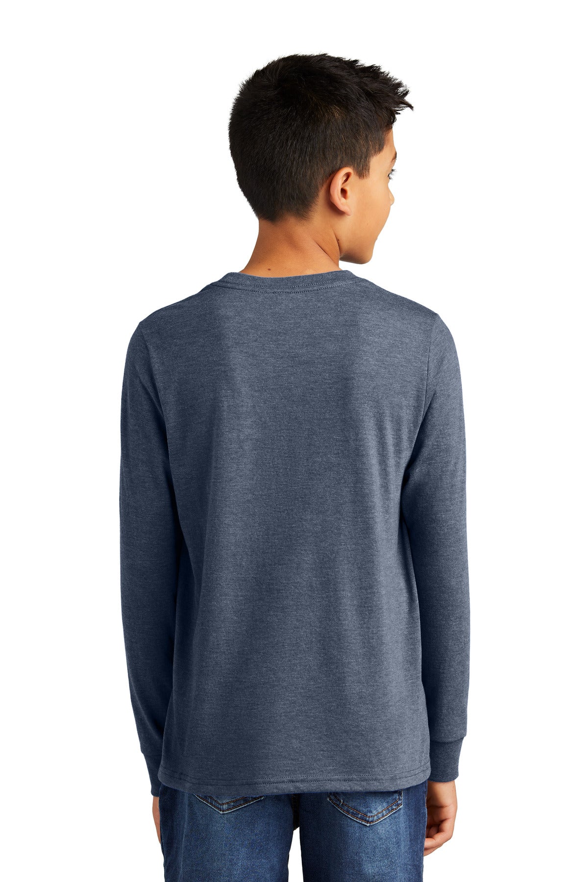 Custom Embroidered District Youth Perfect Tri Long Sleeve Tee DT132Y,Navy Frost