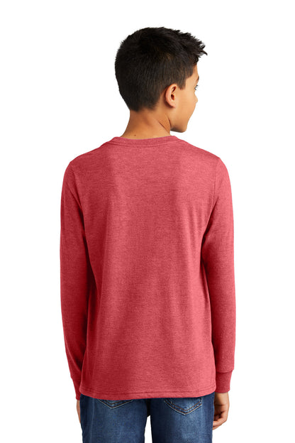 Custom Embroidered District Youth Perfect Tri Long Sleeve Tee DT132Y,Red Frost