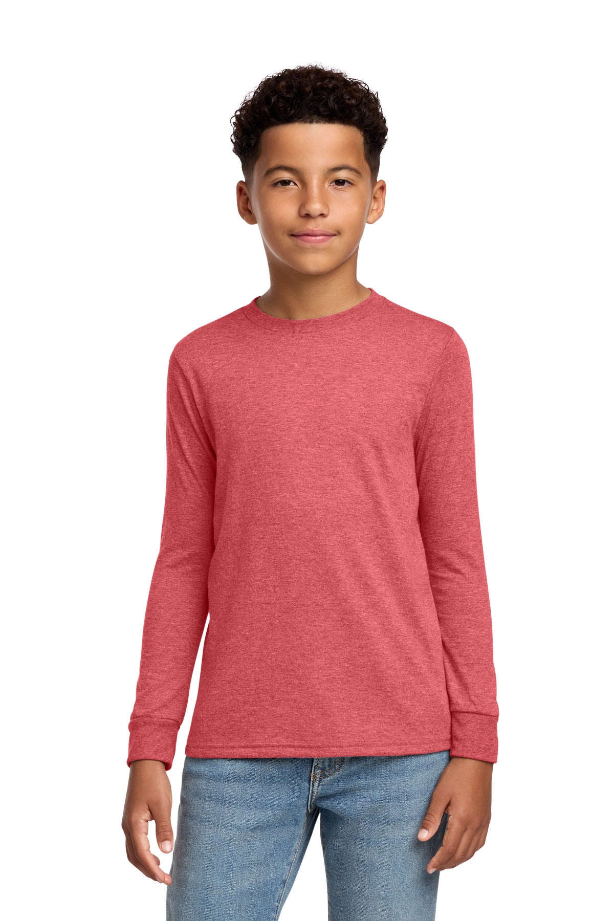 Custom Embroidered District T-Shirts  in Red Frost