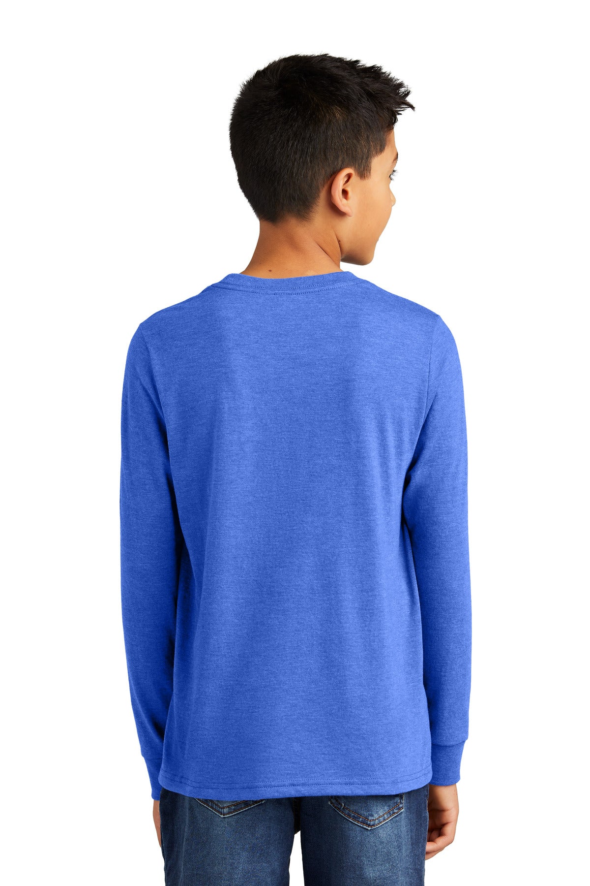 Custom Embroidered District Youth Perfect Tri Long Sleeve Tee DT132Y,Royal Frost