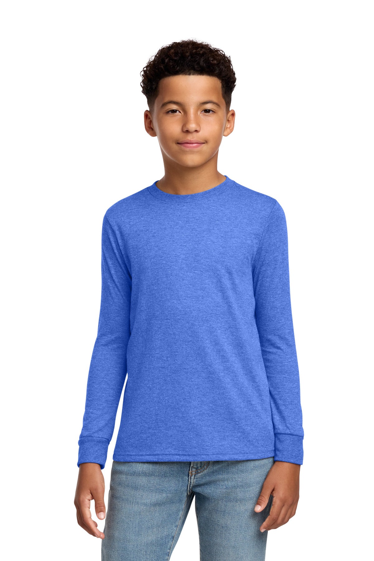 Custom Embroidered District T-Shirts  in Royal Frost