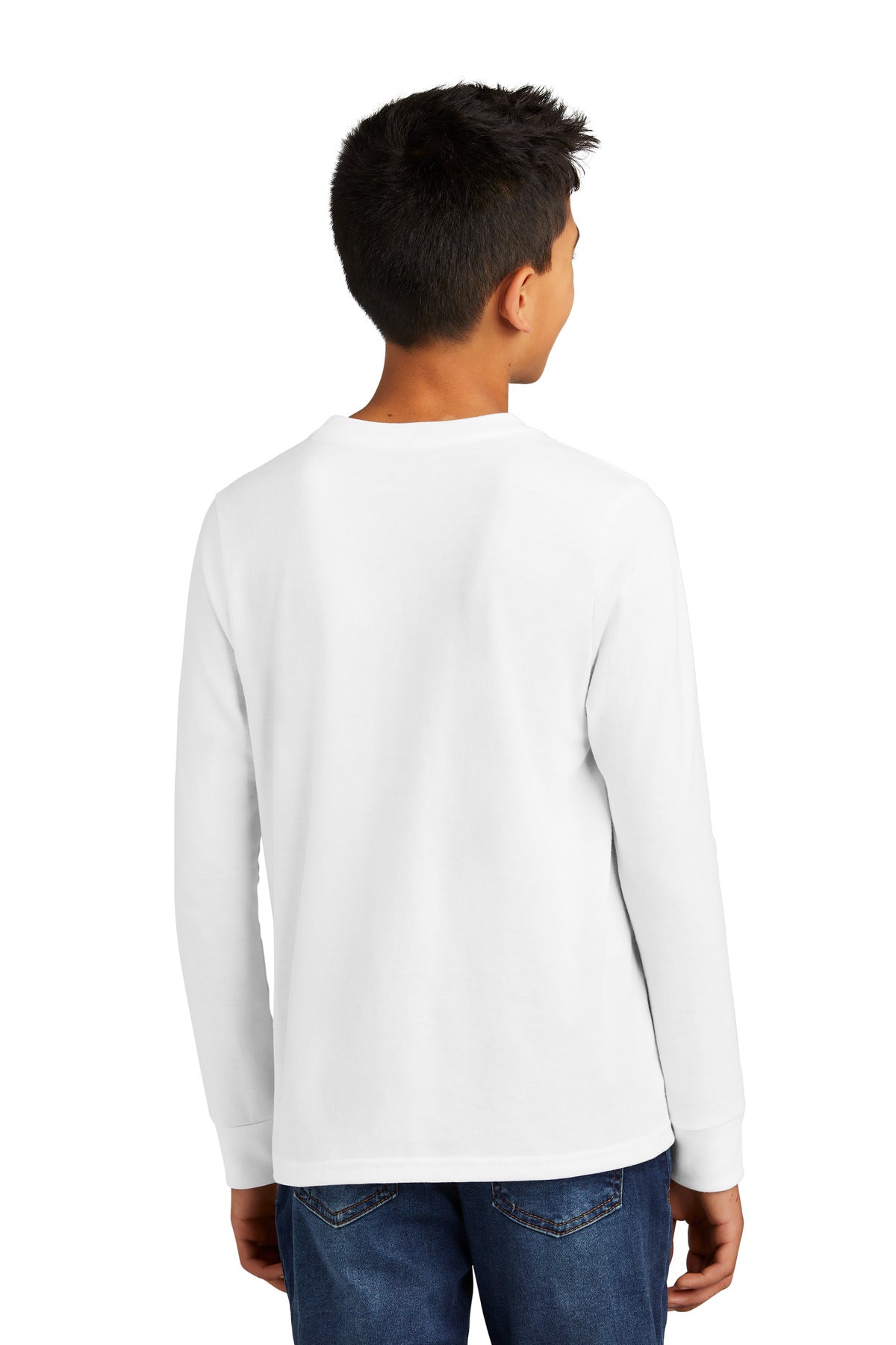 Custom Embroidered District Youth Perfect Tri Long Sleeve Tee DT132Y,White