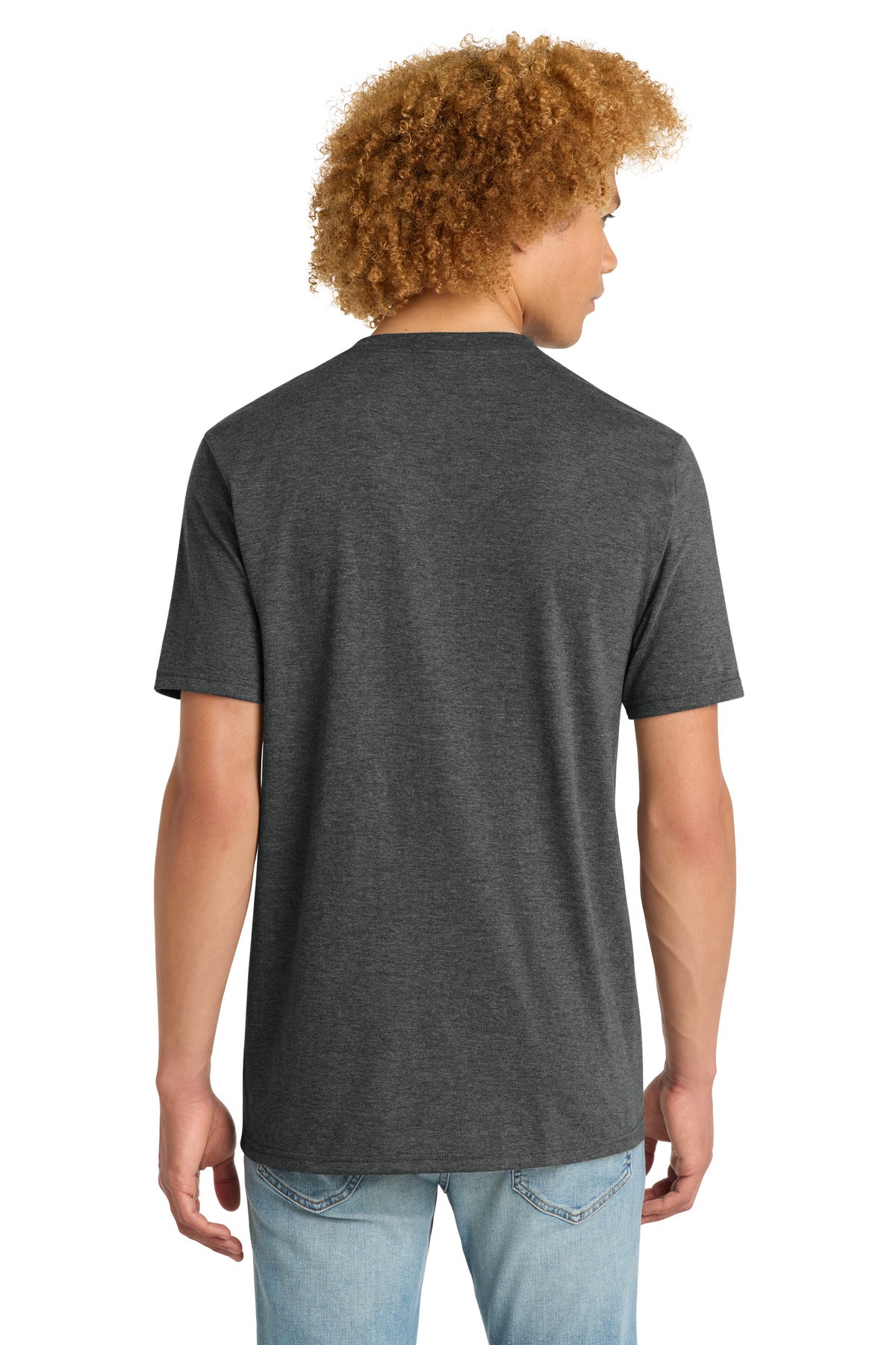 Custom Embroidered District T-Shirts  in Black Frost