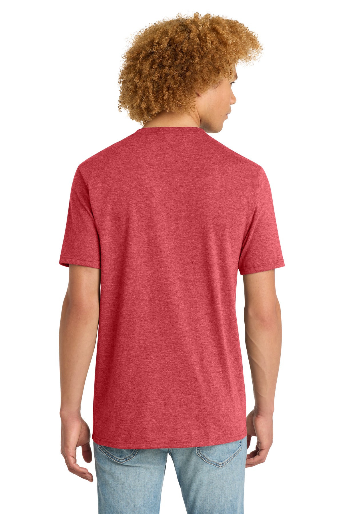 Custom Embroidered District T-Shirts  in Red Frost