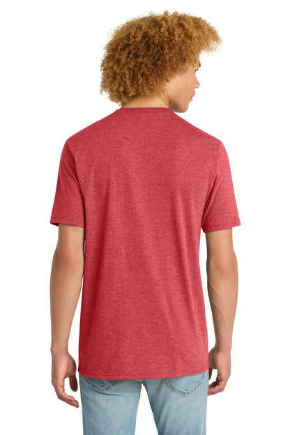 Custom Embroidered District T-Shirts  in Red Frost