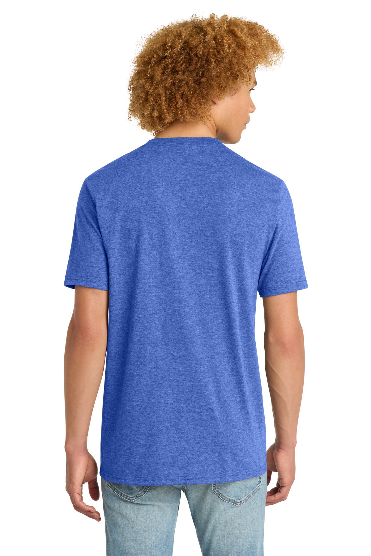 Custom Embroidered District T-Shirts  in Royal Frost