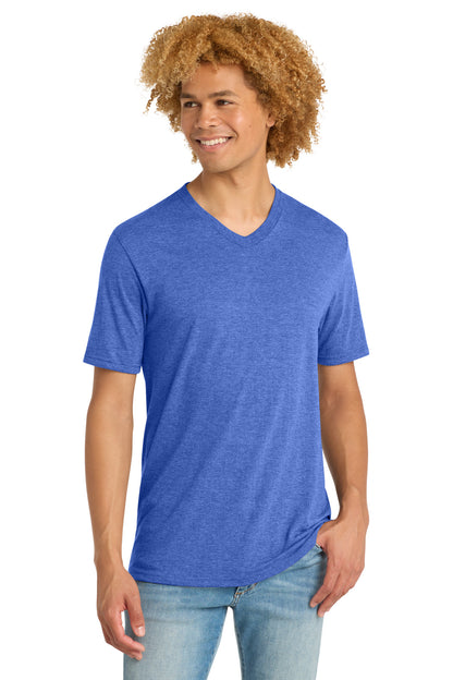 Custom Embroidered District T-Shirts  in Royal Frost