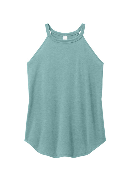 Custom Embroidered District T-Shirts  in Heathered Eucalyptus Blue